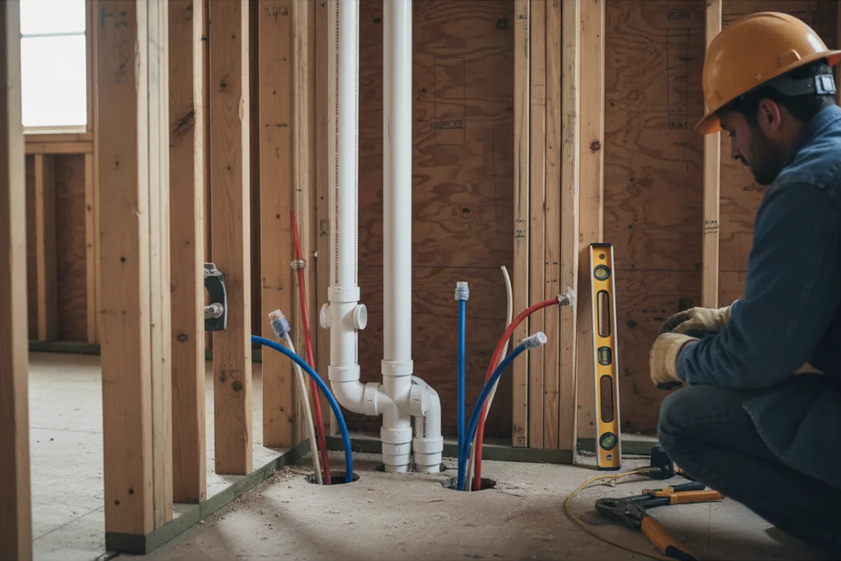 Drain and supply rough-in during Garbage Disposal Repair in Slovan