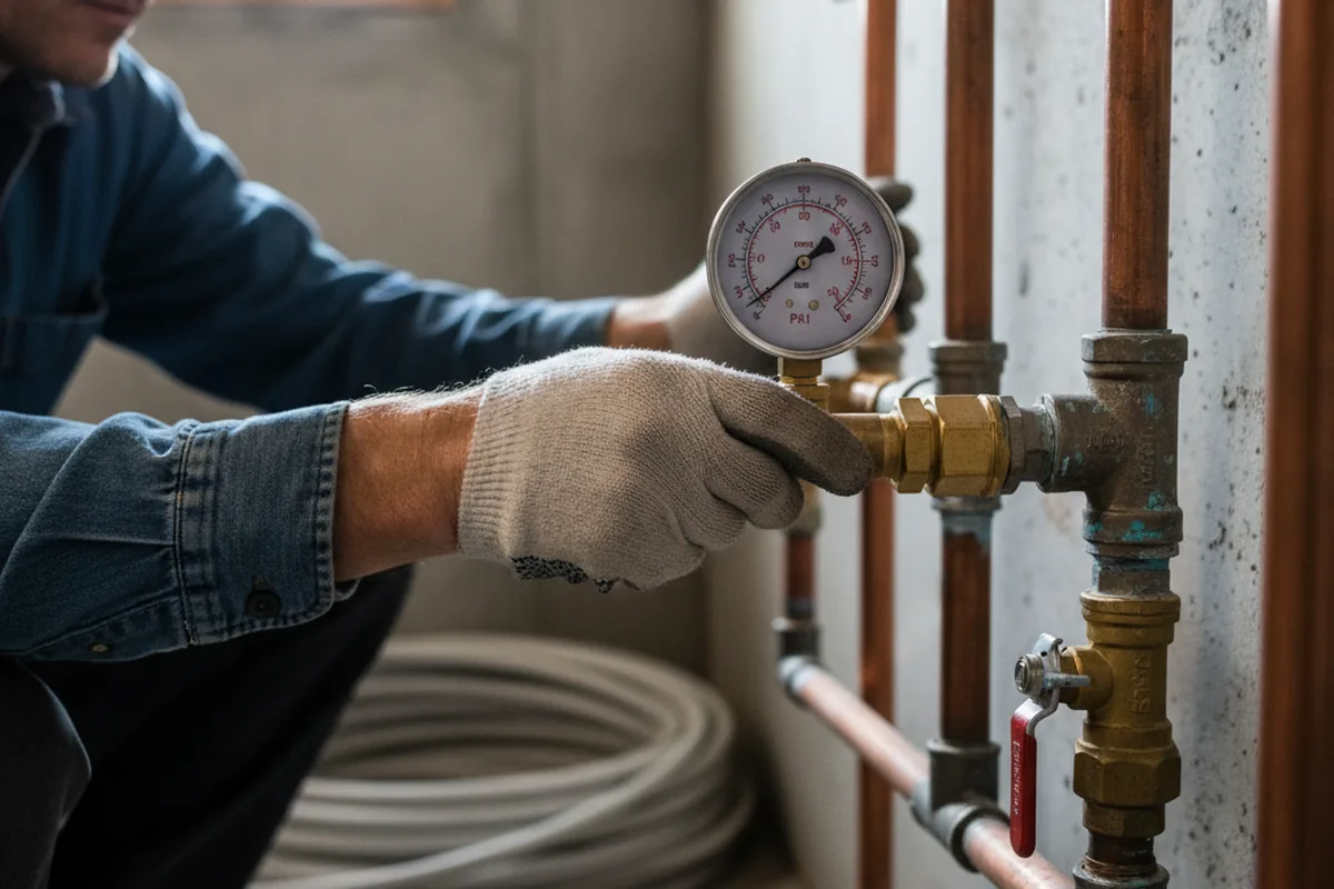 Pressure testing a repaired line during Water Line Repair in Slovan